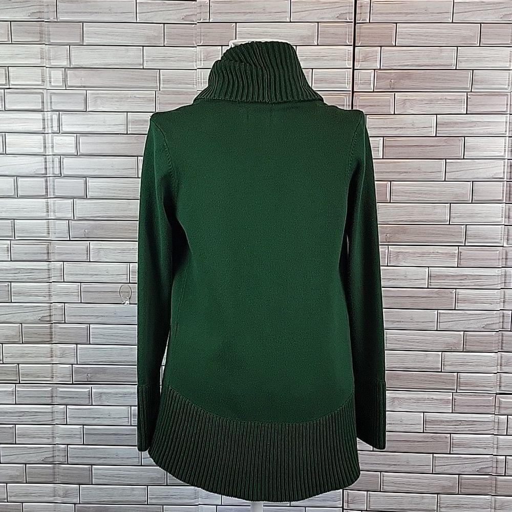 Joan Vass emerald green cardigan Open Front Shawl Collar Womens  Size S - Picture 6 of 10
